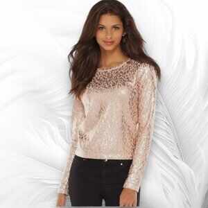 Jennifer Lopez Women Sweater Size L, Beige/Gold /Metallic/Cotton